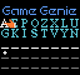 NES Game Genie Code Entry Screen